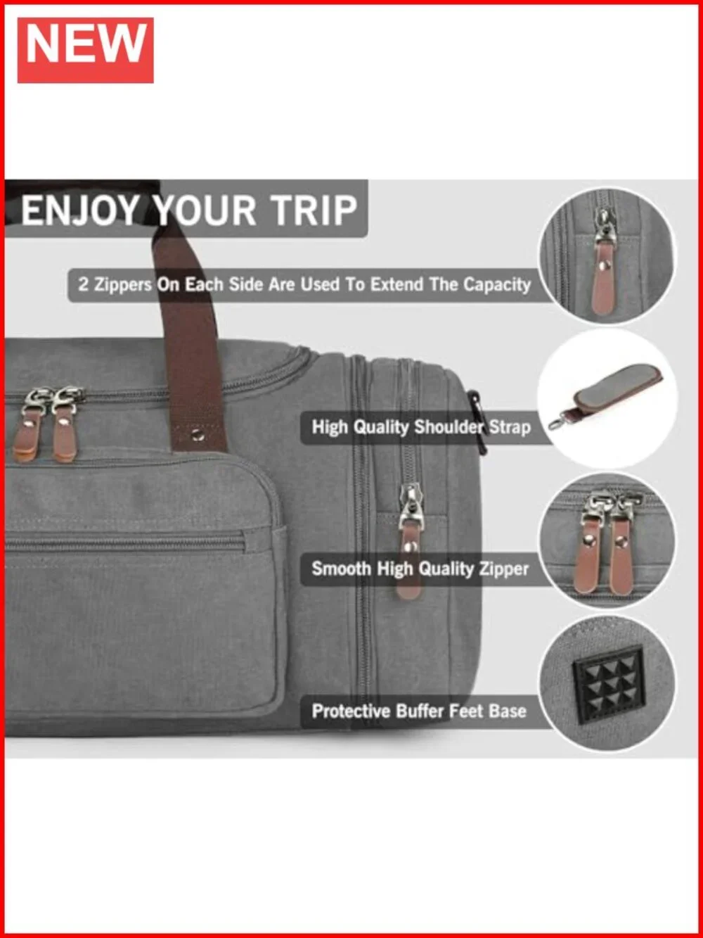 Canvas Duffle Bag Large Travel Tote Overnight Weekender Shoulder Luggage